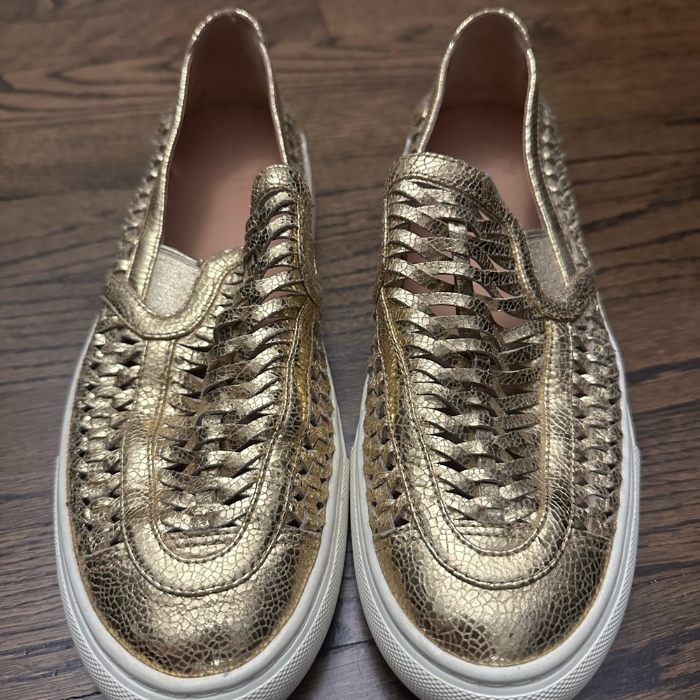 Tory Burch Metallic Gold Slip-On Sneakers